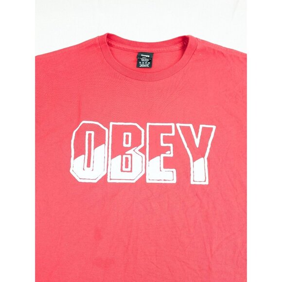 Obey Worldwide Men’s Size Medium Red Graphic Cotton T-shirt - Picture 2 of 9